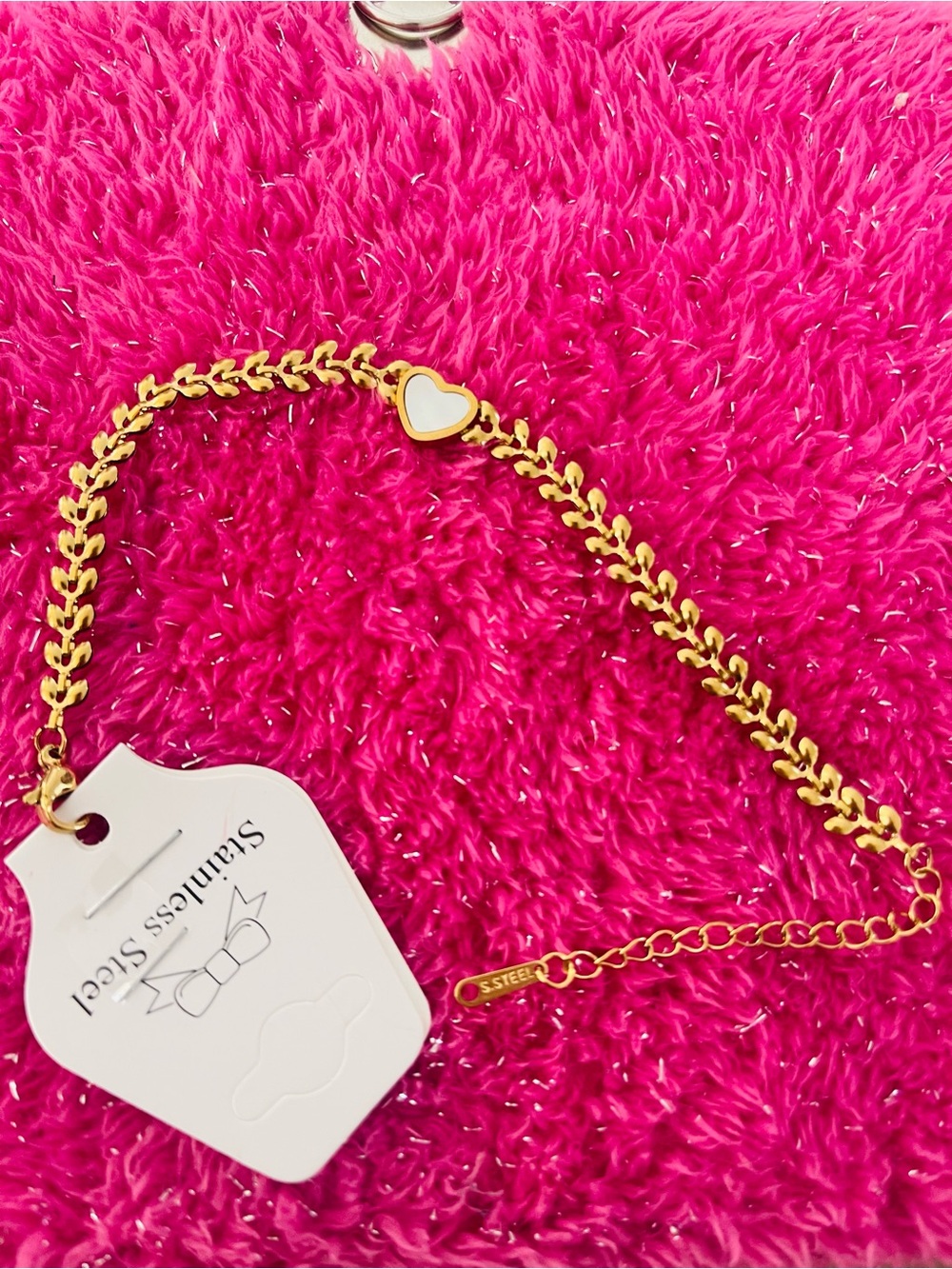 Gold Heart Link Bracelet - Love Bracelet